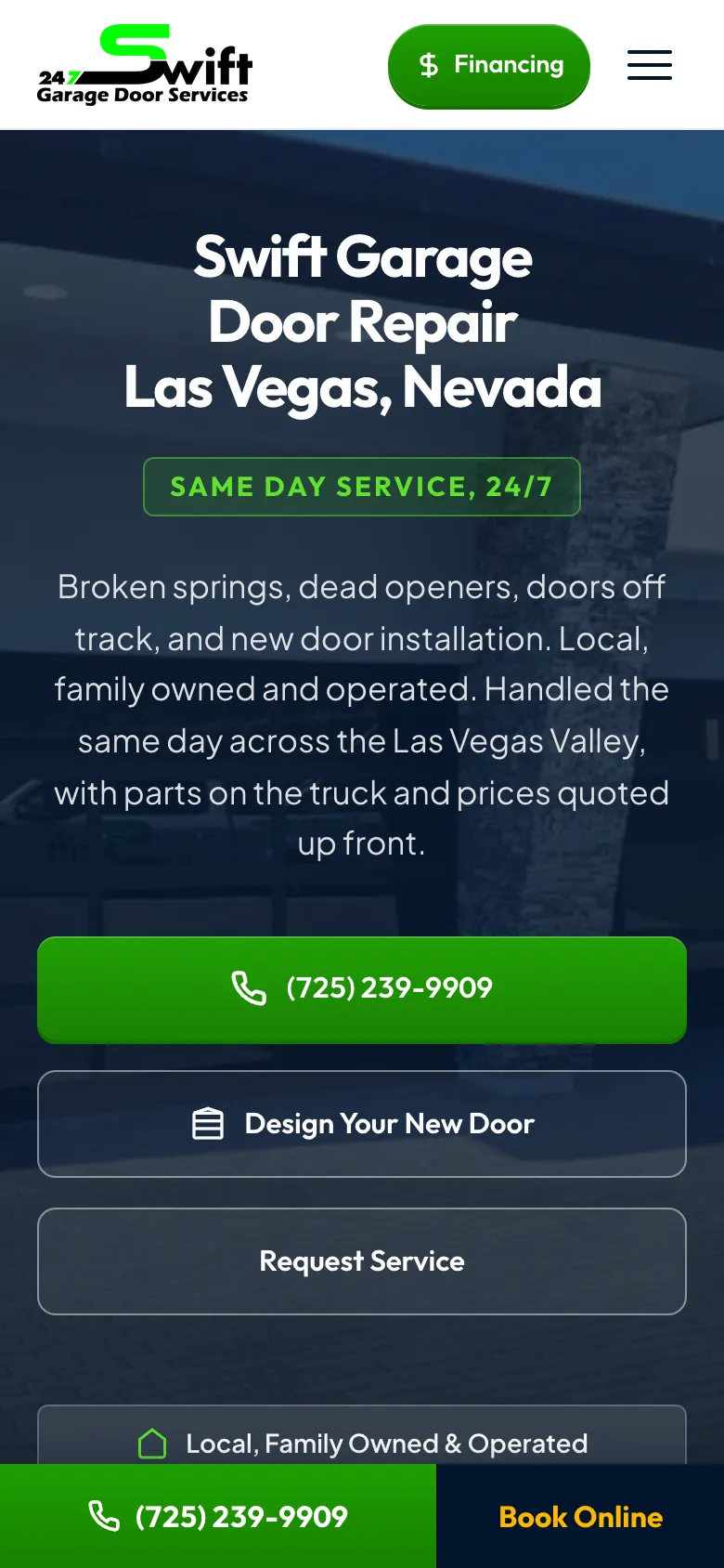 Swift Garage Door Repair on a phone